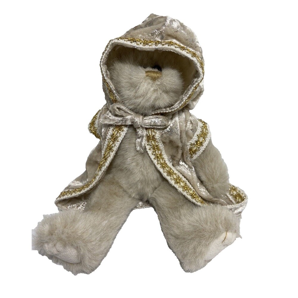 Ty Attic Treasures Gwyndolyn Bear with Hooded Gold Trimmed Coat 8 inch 1993